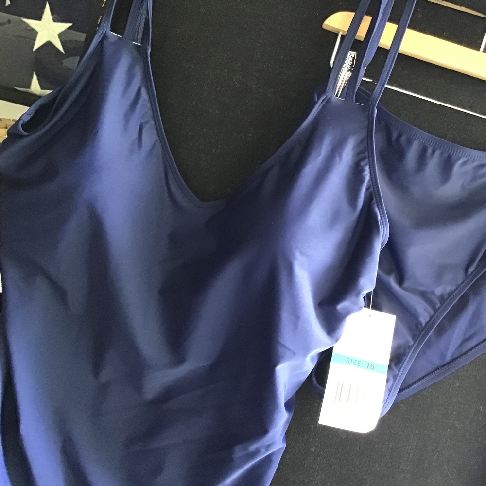 Triple strap Navy Tankini